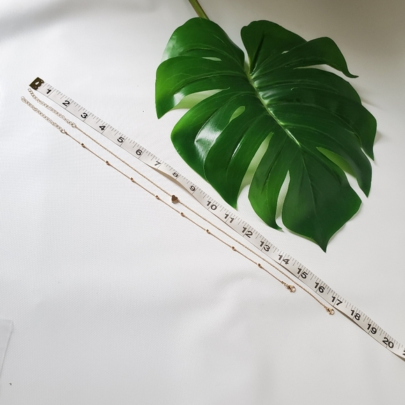 2 Necklace Set Choker Heart Pendant Gold Color - Picture 3 of 4